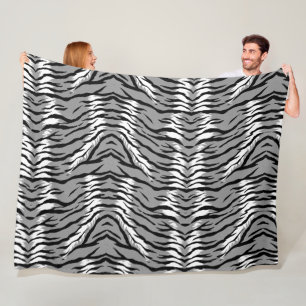 Ash Grey Tiger Skin Pattern Design Fleece Blanket