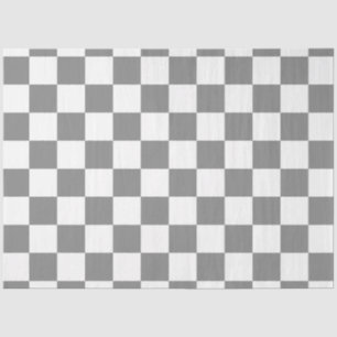 Ash Grey White Chequered Check Pattern Tissue Paper