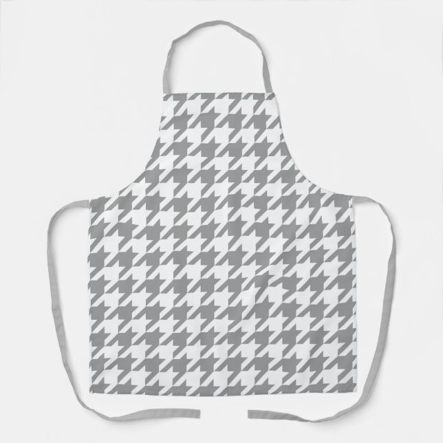 Ash Grey white Houndstooth Check Apron (Front)