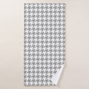 Ash Grey white Houndstooth Check Bath Towel