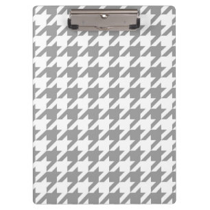 Ash Grey white Houndstooth Check Clipboard
