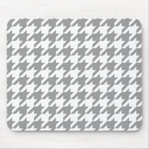 Ash Grey white Houndstooth Check Mouse Mat