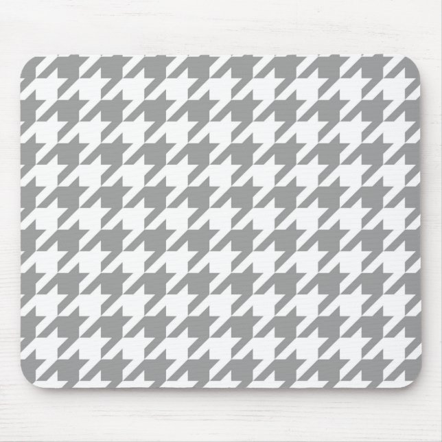 Ash Grey white Houndstooth Check Mouse Mat (Front)