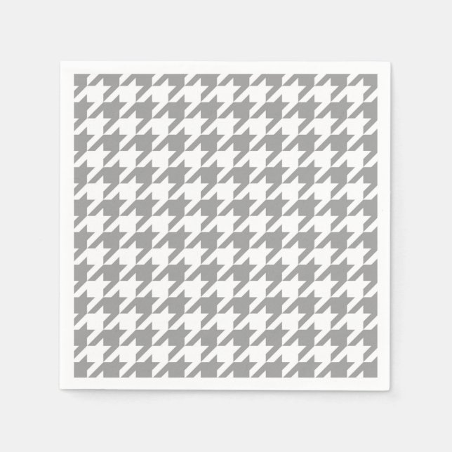 Ash Grey white Houndstooth Check Napkin (Front)