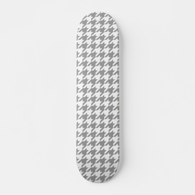 Ash Grey white Houndstooth Check Skateboard (Front)