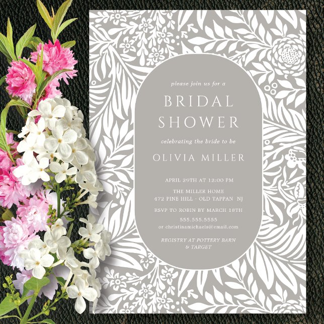Ash Leaf Floral Bridal Shower Invitation (Creator Uploaded)