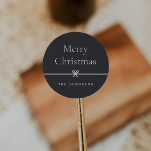 Ash   Modern Bow Simple Minimal Christmas Classic Round Sticker