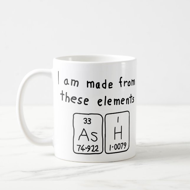 Ash periodic table name mug (Left)