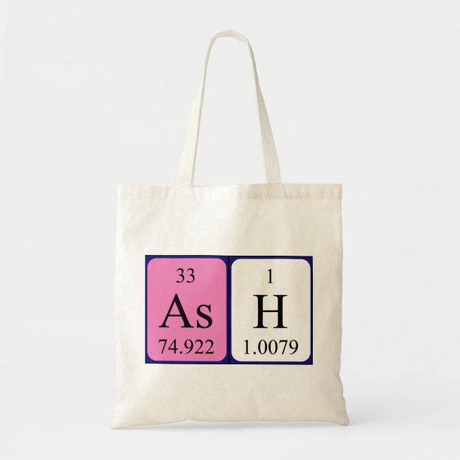 Ash periodic table name tote bag (Front)