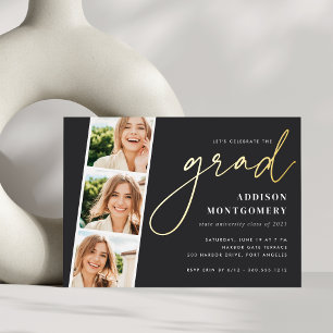 Ash Photo Strip Graduation Party Gold