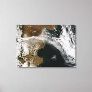 Ash plume from eruption of Chaiten volcano, Chi Canvas Print