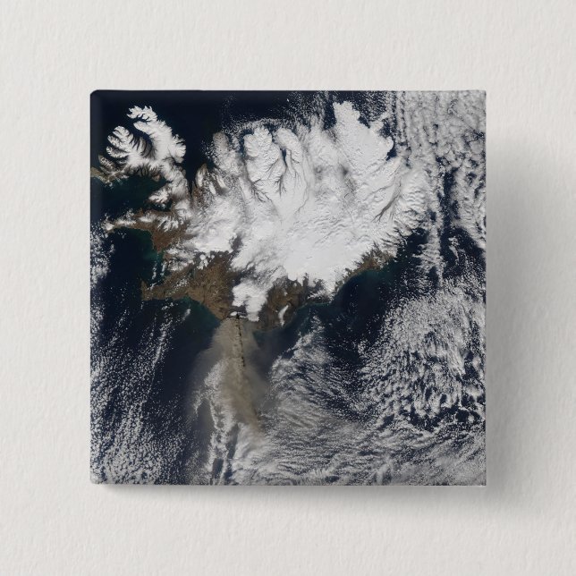 Ash plume from Eyjafjallajokull Volcano, Icelan 15 Cm Square Badge (Front)
