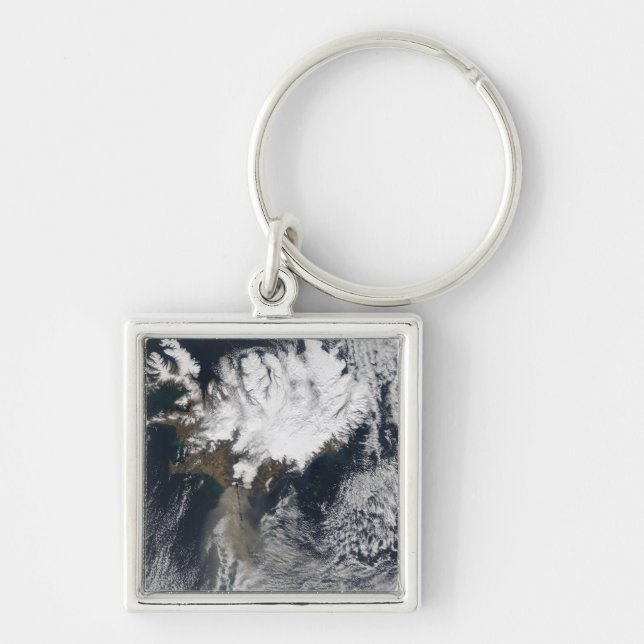 Ash plume from Eyjafjallajokull Volcano, Icelan Key Ring (Front)