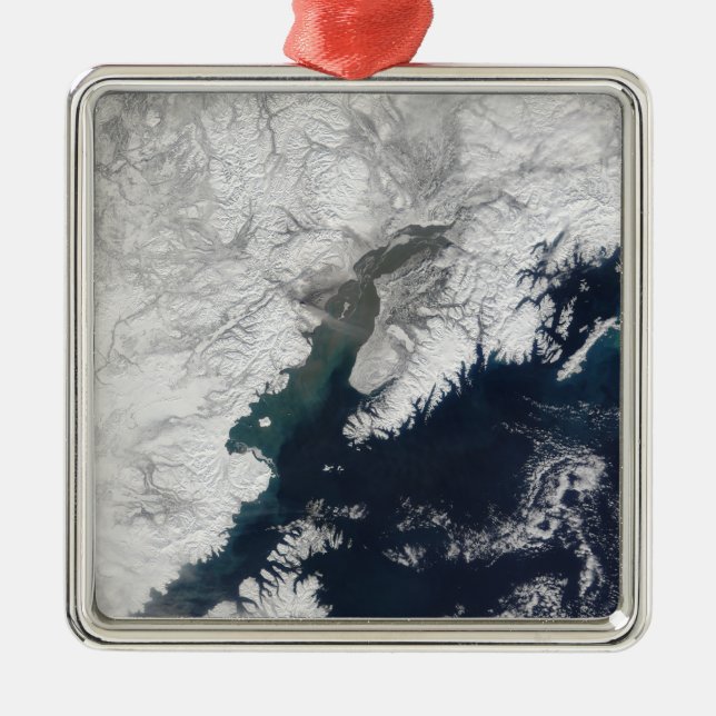 Ash plume from Mount Redoubt, Alaska Metal Tree Decoration (Front)