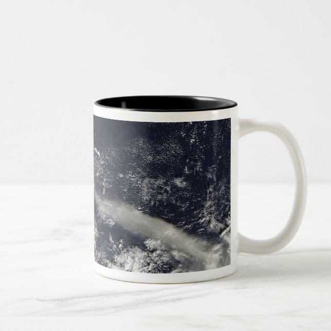 Ash Plume from Soufriere Hills, Montserrat Two-Tone Coffee Mug (Right)