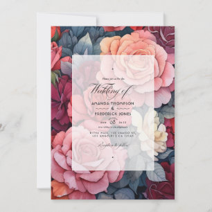 Ash Rose and Spiced Apple Floral Wedding Invitation
