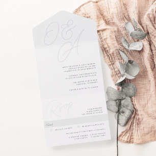 Ash Script Watermark Monogram Wedding All In One Invitation