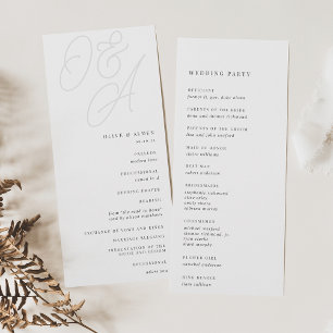 Ash   Script Watermark Monogram Wedding Programme