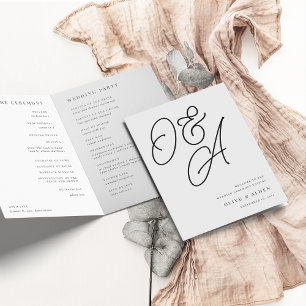 Ash   Script Watermark Monogram Wedding Programme