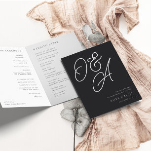 Ash   Script Watermark Monogram Wedding Programme