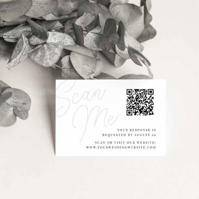 Ash | Script Watermark QR Code RSVP Enclosure Card (Creator Uploaded)