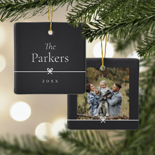 Ash   Simple Minimal Bow Photo Ceramic Ornament