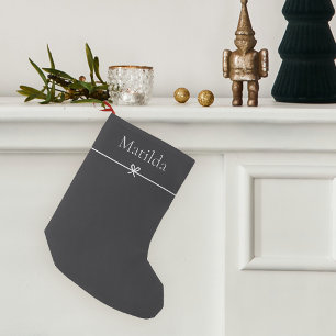 Ash   Simple Minimalist Bow Personalized Small Christmas Stocking