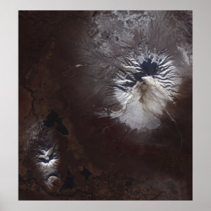 Ash stains on Russia's Shiveluch volcano�s sl Poster