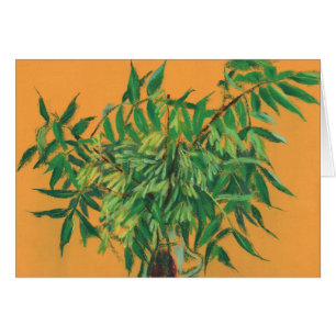 Ash-tree, green yellow summer greenery floral art