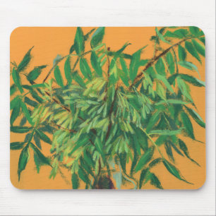 Ash-tree, green yellow summer greenery floral art mouse mat