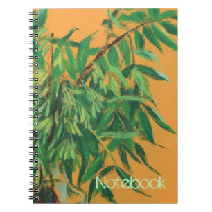 Ash-tree, green yellow summer greenery floral art notebook