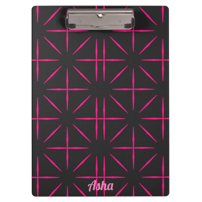 ASHA ~ Black and Pink design  Clipboard (Front)