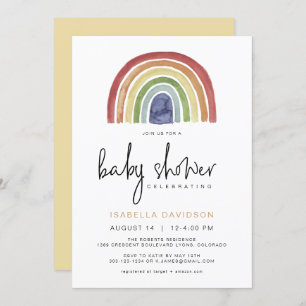 ASHA Colourful Muted Tone Rainbow Baby Shower Invitation