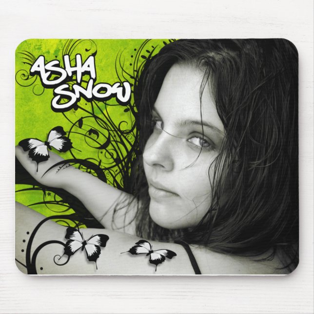Asha Snow Mousepad: Green Butterflies Mouse Mat (Front)