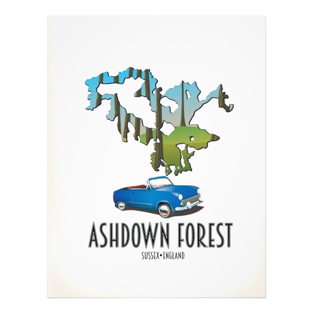 ashdown forest sussex map travel poster map (Front)