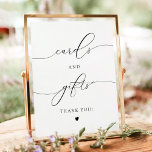 ASHER Elegant Calligraphy Cards and Gifts Sign<br><div class="desc">This "printable cards and gifts sign template features an elegant script font and modern minimalist design. Easily change the fonts, font colours, and background colour to match your event style. The elegant black and white colour combination makes it the perfect addition to any event. Use this poster for your wedding...</div>