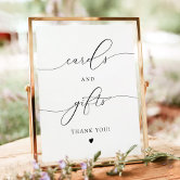 Wedding Gift Table Sign - 8x10 Inch Cards & Gifts Reception Sign With Calligraphy Design