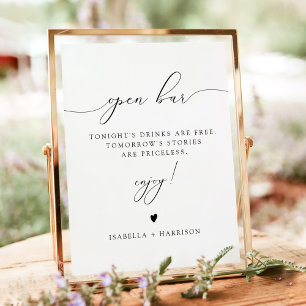 ASHER Elegant Calligraphy Open Bar Drink Poster