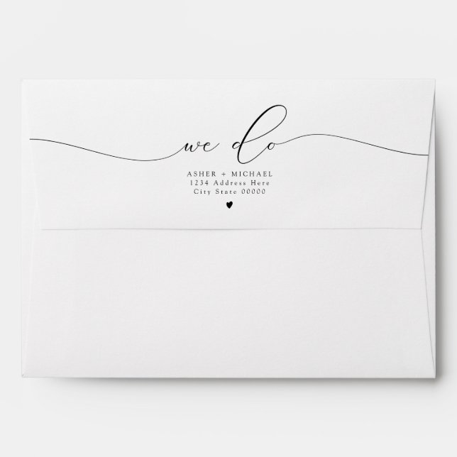 Asher Elegant Script We Do Wedding Return Address Envelope (Back (Top Flap))