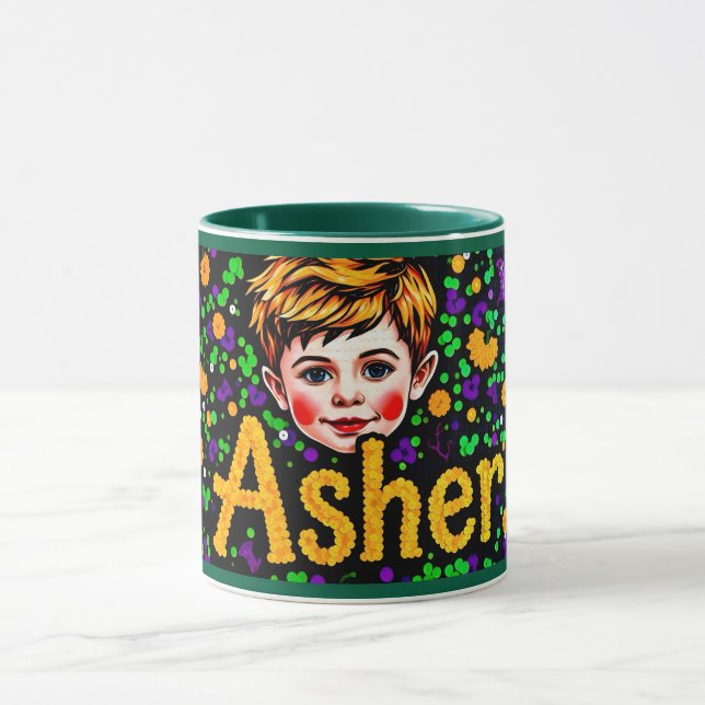 ASHER ~ GLOSSY Sequin Picture ~ Mug (Center)