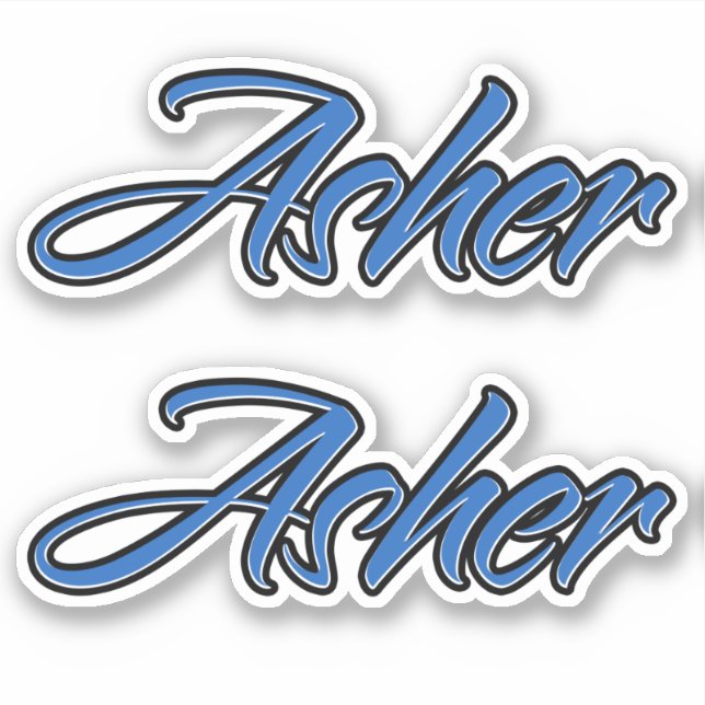 Asher name blue sticker embroiderset (Front)