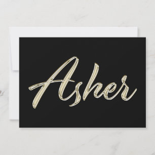 Asher Name white gold Handwriting Card