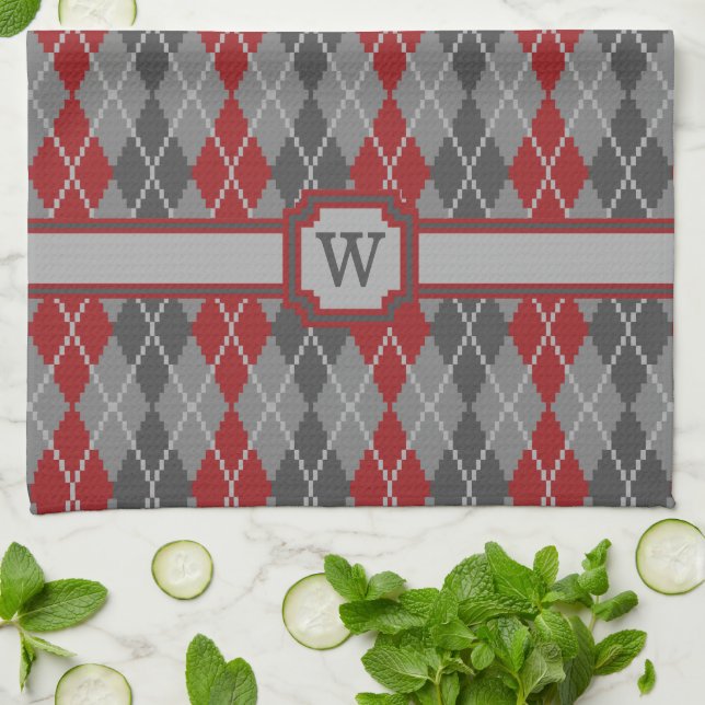 Ashes and Embers Argyle Kitchen Towel (Folded)