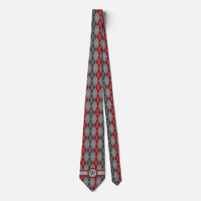 Ashes and Embers Argyle Men's Neck Tie (Front)