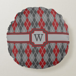 Ashes and Embers Argyle Round Pillow