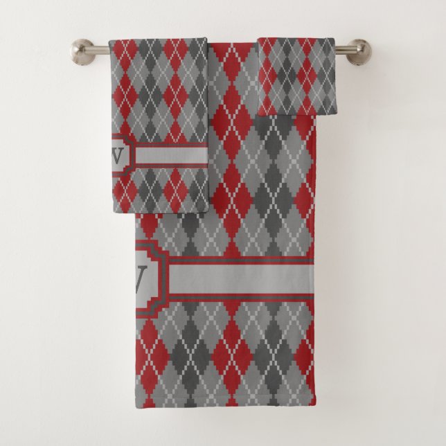 Ashes and Embers Argyle Towel Set (Insitu)