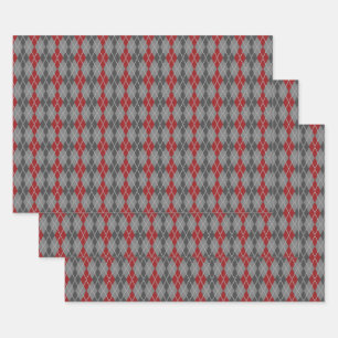 Ashes and Embers Argyle Wrapping Paper Set