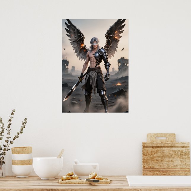 Ashes of Grace – Fallen Angel Warrior Poster (Kitchen)
