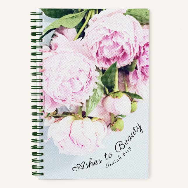 Ashes to Beauty Isaiah 61:3 Peonies Floral Journal (Front)