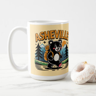 Asheville Black Bear Hiking Cartoon Coffee Mug
